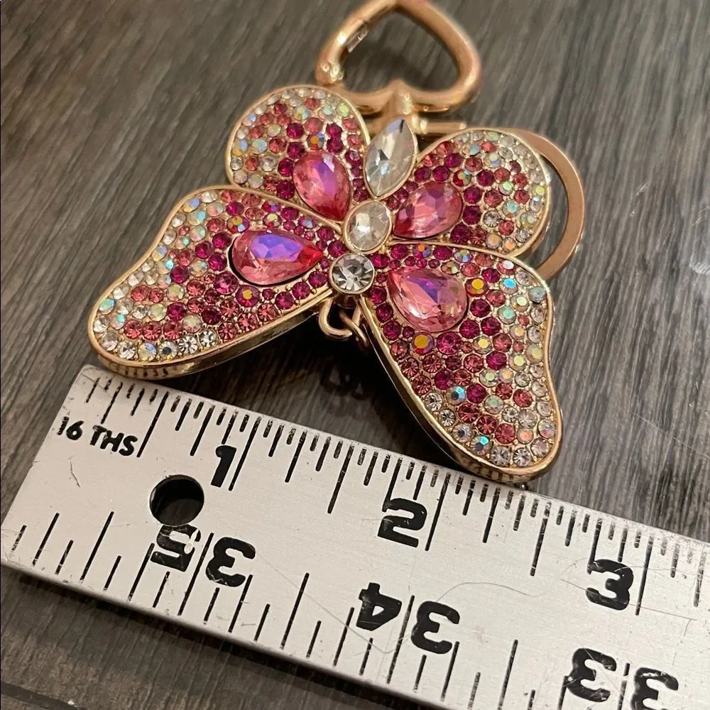 Iron Orchid Studio Rhinestone Butterfly Key Chain Bag Charm Iridescent Gems